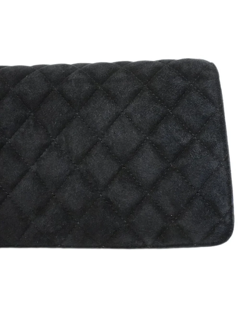 Chanel Shoulder Bag Quilted Suede Black Champagne Gold